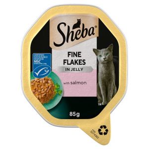 Sheba Fine Flakes With Salmon In Jelly Tray 85G