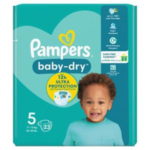 Pampers Babydry Size 5, 23 Nappies, Carry Pack, 11Kg23Kg