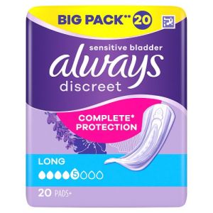 Always Discreet Adult Incontinence Pad Long Value Pack 20Ct Csx2