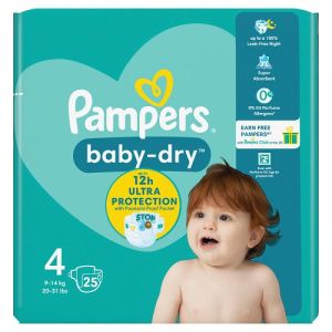 Pampers Babydry Size 4, 25 Nappies, Carry Pack, 8Kg16Kg