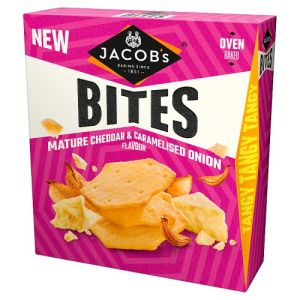 JACOBS BITES MATURE CHEDDAR & CARAMELISED ONION 125G