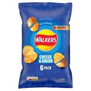 Walkers Cheese & Onion 6Pk 6X25G