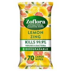 Zoflora Wipes A/Bacterial 70'S Lemon Zing