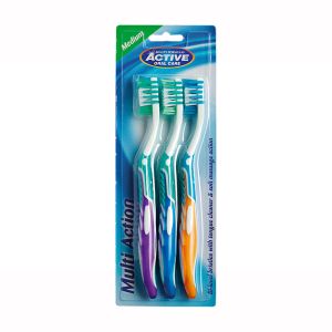 Active T/Brush Multi Action Toothbrush 3 Pk Med 