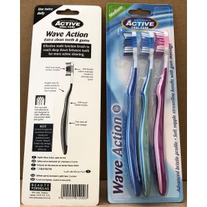 Active T/Brush Wave Action Toothbrush 3Pk