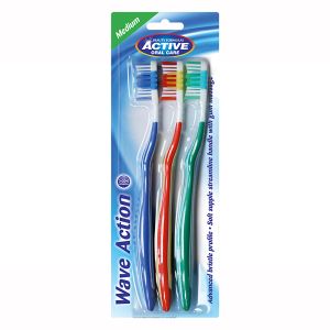 Active T/Brush Wave Action Toothbrush 3Pk