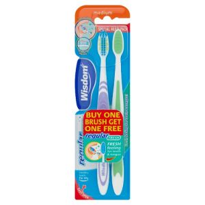 Wisdom Toothbrush Regular Fresh Medium Twin Pack