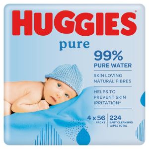 Huggies Baby Wipes Quad 4x56s Pure