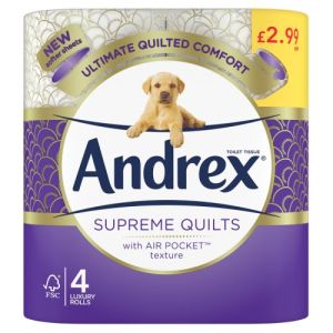 Andrex Toilet Tissue Supreme Quilts 4 Roll Pm£2.99 4Roll