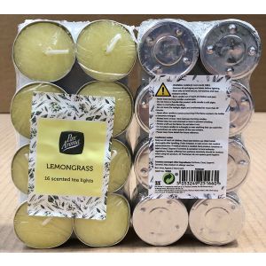 Pan Aroma 16 Pack Colour Tea-Lights - Lemongrass