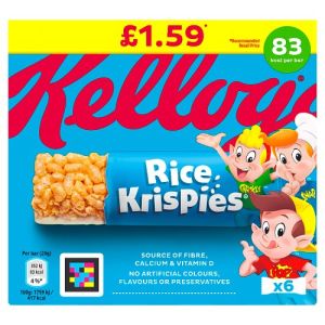 Cereal And Milk Bars Pmp £1.59 Rice Krispies  6X20G