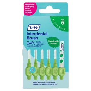 TePe Interdental Brush 0.8mm Green 6s (New Pack)