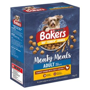 Bakers Meaty Meals Adult Dry Dog Food Chicken 1Kg