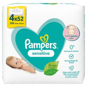 Pampers Sensitive Baby Wipes  4X52 Pack