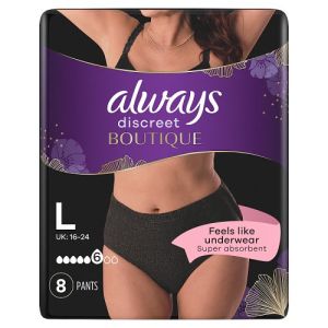 Always Discreet Boutique Pants Black L 2X8Ct