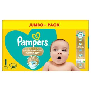 Pampers Premium Protection New Baby Size 1 Jumbo Pack 80s