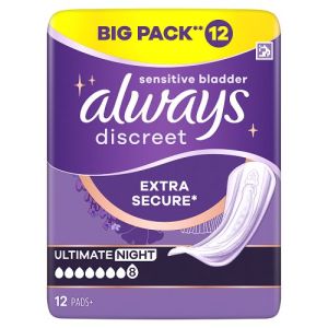 Always Discreet Adult Incontinence Pads Ultimate Night For Sensitive Bladder 12Ct X 3