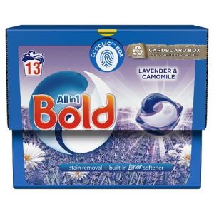 Bold All-In-1 Pods Washing Liquid Capsules Lavender And Camomile 13 W Eco Clic Tub