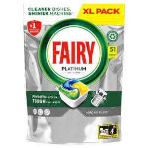 Fairy Platinum All in One Dishwasher Tablets 51pk Lemon