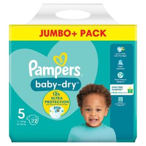 Pampers Babydry Size 5, 68 Nappies, Jumbo+ Pack, 13Kg 25Kg
