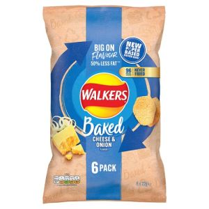 Walkers Oven Baked Cheese & Onion Crisps 6 x 22g