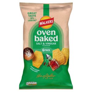 Walkers Oven Baked Salt & Vinegar Crisps 6 x 22g