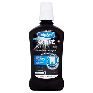 Wisdom Mouthwash 500ml Active Whitening Charcoal