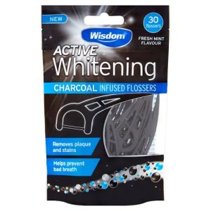 Wisdom Active Whitening Charcoal Floss Harps 30S