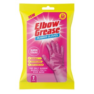 Elbow Grease 1Pk Pink Super Strong Rubber Gloves - M