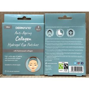 Derma V10 Anti-Ageing Hydrogel Eye Patches Clip Strips 3pk