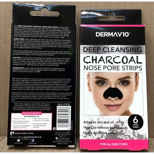 DermaV10 Charcoal Nose Pore Strips 6s (12x4)