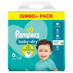 Pampers Baby Dry Sz 6 Jumbo+ 62 Nappies