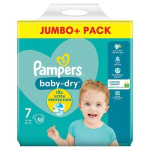 Pampers Baby Dry Taped S7, 2X58 Nappies, Jumbo Plus Pack