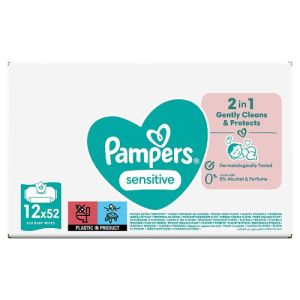 Pampers Baby Wipes Sensitive 12x52s Mega Pack