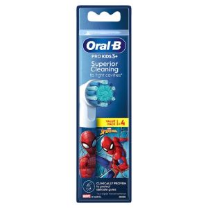 Oral B T/Brush Heads Kids Spiderman 4s     