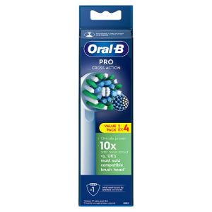 Oral B T/Brush Heads Cross Action Pro White 4s