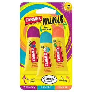 Carmex Lip Balm 3x5g Assorted Mini Tubes Tingle Free