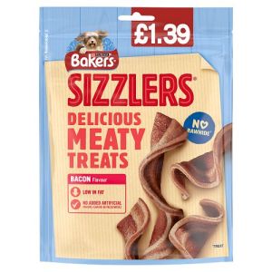 Bakers Dog Treats Sizzlers Bacon Pm£1.39 90G