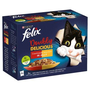 Felix Doubly Delicious Cat Food Countryside Selection in Jelly 12x85g