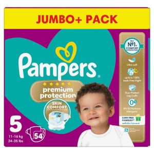 Pampers Premium Protection Size 5, 54 Nappies, 11-16Kg, Jumbo+ Pack