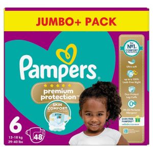 Pampers Premium Protection Size 6, 48 Nappies, 13+Kg, Jumbo+ Pack