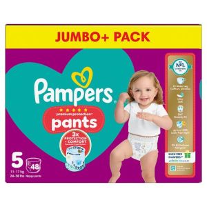 Pampers Premium Protection Nappy Pants Size 5, 48 Nappies, 12-17Kg, Jumbo+ Pack
