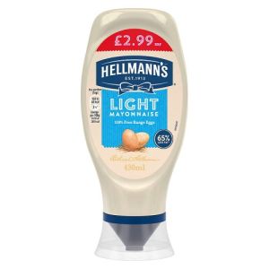 Hellmans Mayonnaise Squeezy Pmp £2.99 Light 430ml